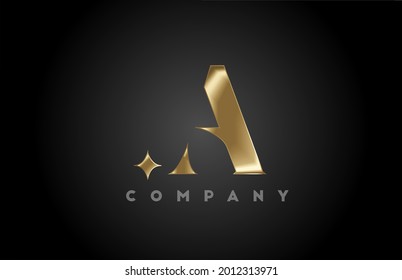 A gold metal alphabet letter icon logo template. Company and business design with golden metal style