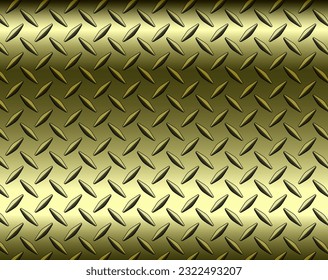 Gold metal background with diamond plate texture pattern, vector illustration.