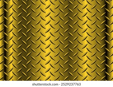 Gold metal background with diamond plate texture pattern, shiny golden texture, vector illustration.