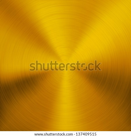 Gold metal background with realistic circular brushed texture (chrome, iron, stainless steel, silver) for user interfaces (UI), applications (apps) and business presentations. Vector illustration.