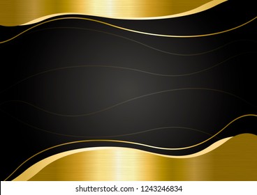 Gold metal banner on black background vector illustration