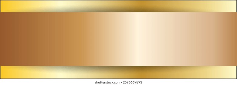 Gold metal banner, Smooth metal surface texture. Abstract metal background. Copy space for your design. vector