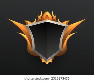 Gold and metal border emblem for game ui design