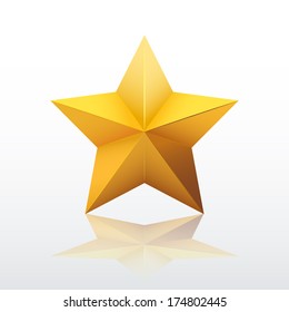 Gold metal five-pointed star. Vector illustration, isolated and editable.