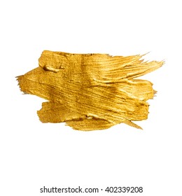 Gold Metal Foil Glitter Brush Stroke. Golden Stroke Vector Design Illustration. Foil Shiny template. Pearl Gloss Design. Watercolor Metallic Paint Texture 
