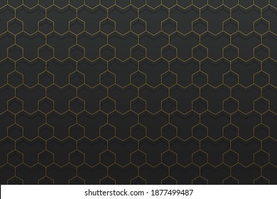 gold metal geometric seamless pattern on black