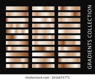 Gold metal gradient collection and gold foil texture set. Shiny vector sillustration for posters, brochure, invitation, wallpaper, flyers, banners.
