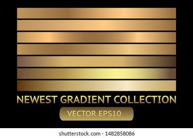 Gold metal gradient scratch texture background set. Golden scratched metal chrome texture vector icon foil background collection. Gold grunge background for banner, ribbon, label. Golden scratch