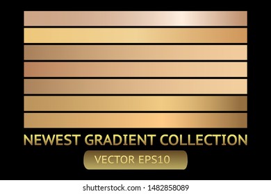 Gold metal gradient scratch texture background set. Golden scratched metal chrome texture vector icon foil background collection. Gold grunge background for banner, ribbon, label. Golden scratch
