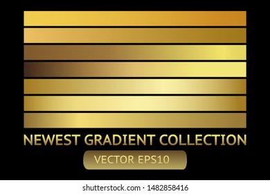 Gold metal gradient scratch texture background set. Golden scratched metal chrome texture vector icon foil background collection. Gold grunge background for banner, ribbon, label. Golden scratch