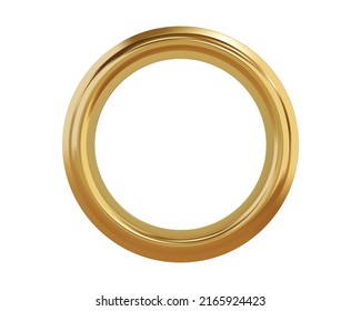 Gold metal grommet ring for paper, card, tag, sticker or hanger isolated on white background. Banner steel or chrome circle realistic eyelet mockup. Vector illustration