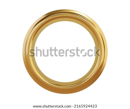 Gold metal grommet ring for paper, card, tag, sticker or hanger isolated on white background. Banner steel or chrome circle realistic eyelet mockup. Vector illustration