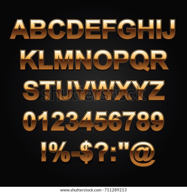 Gold Metal Letters Style Alphabet Collection Stock Vector (Royalty Free ...