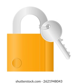 Cadeado de metal dourado e vetor chave. Elemento de cadeado brilhante. Ícone de cadeado fechado.