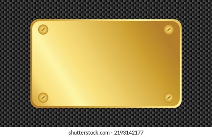 gold metal plate with carbon background template design 