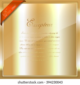 gold metal  plate with red strpe