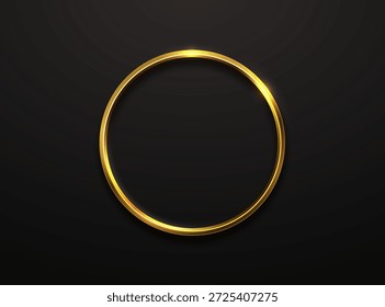 Anillo de metal dorado, marco de círculo de oro delgado. Ilustración vectorial.