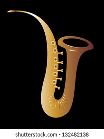 gold metal saxophone vector art