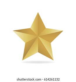 Gold metal star vector illustration. Award 3d shape.