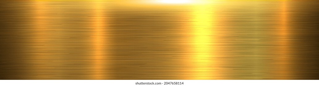 Gold metal texture background. Gold brushed metallic texture plate. Metal horizontal abstract technology background with polished, brushed texture, chrome, silver, steel, aluminum for design. Vector