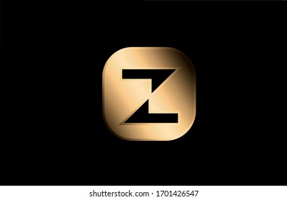 gold metal Z alphabet letter logo icon design for business and company