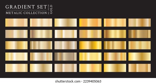 Gold Metalic Gradient. Set of 30 gold eps vector gradient.