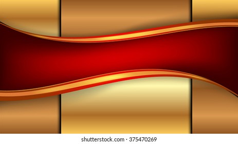 The Gold Metallic Background With Red Curved Banner