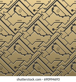 Gold metallic background with technological design