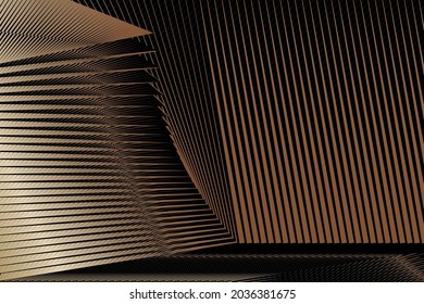 Gold metallic effect background, geometric dynamic pattern, vector modern design texture.