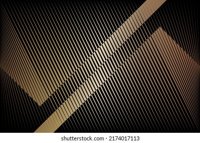 Gold metallic effect background, minimal geometric halftone lines pattern, vector modern design texture.