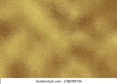 Gold metallic effect foil. Golden texture for design. Beautiful background. Abstract glitter mottled speckled structure. Shine glitterer metal effect. Gold surface. Backdrop golden metal plate. Vector