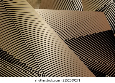 Gold metallic effect halftone lines background, vector modern design texture.