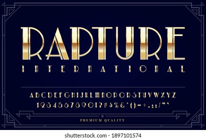 Gold Metallic Font Set. Letters, Numbers and Special Characters in Vector