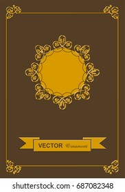 Gold metallic frames, classical ornaments, decorative rings, decorative boxes, enclosure rings,Hand drawn ribbon Vector