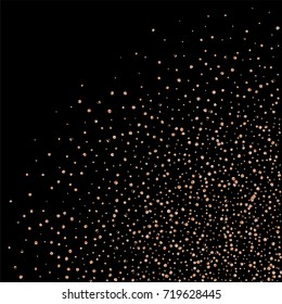 Gold metallic glitter of confetti on a black background. Luxury New Year Vector Background. Gold grained abstract texture. Element of design. EPS 10.