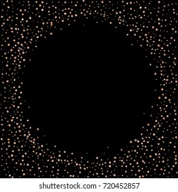 Gold metallic glitter of confetti on a black background. Luxury New Year Vector Background. Gold grained abstract texture. Element of design. EPS 10.