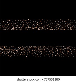Gold metallic glitter of confetti on a black background. Luxury New Year Vector Background. Gold grained abstract texture. Element of design. EPS 10.