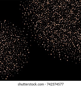 Gold metallic glitter of confetti on a black background. Luxury New Year Vector Background. Gold grained abstract texture. Element of design. EPS 10.