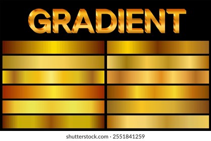 Design de modelo de gradiente metálico dourado definido em fundo de textura de gradiente de ouro preto.