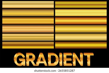 Modelo de gradiente metálico dourado definido no plano de fundo de textura de gradiente de ouro preto.
