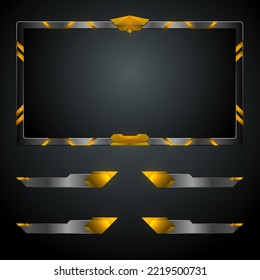 Gold And Metallic Live Stream Overlay Webcam Screen Border Frame For Video Streaming