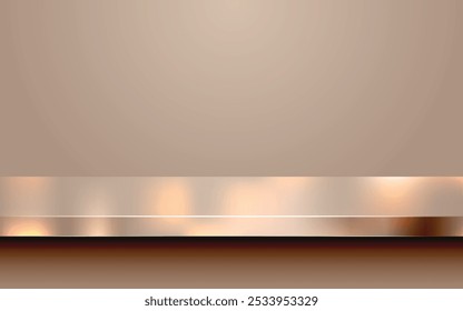 Textura metálica de la superficie de la mesa o de la encimera con el fondo abstracto realista de la reflexión. Textura cepillada, cromo, acero, aluminio para conceptos de diseño, impresiones, carteles, Fondos de pantalla. Vector
