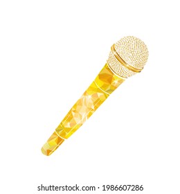 Gold microphone. Mic vector icon. Cartoon vector icon isolated on white background mic. Vector illustration