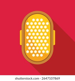 Microfone dourado em fundo vermelho representando gravação de áudio e streaming