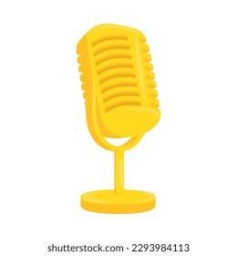 Gold Microphone Sign Emoji Icon Illustration. Music Vector Symbol Emoticon Design Clip Art Sign Comic Style.