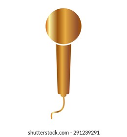 Gold Microphone - Vector Icon, Flat Design