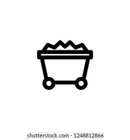 Gold mine wagon icon. Ore sign