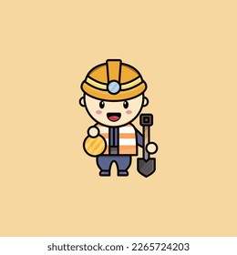 Minenarbeiter-Symbol, Logo und Cute-Illustrations-Vektorgrafik von Goldminen