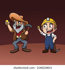 Gold Miners Cartoon vector illustration