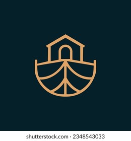 Gold minimalist boat ship logo